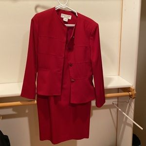 Red lined sleeveless dress with jacket for work, conference or wedding